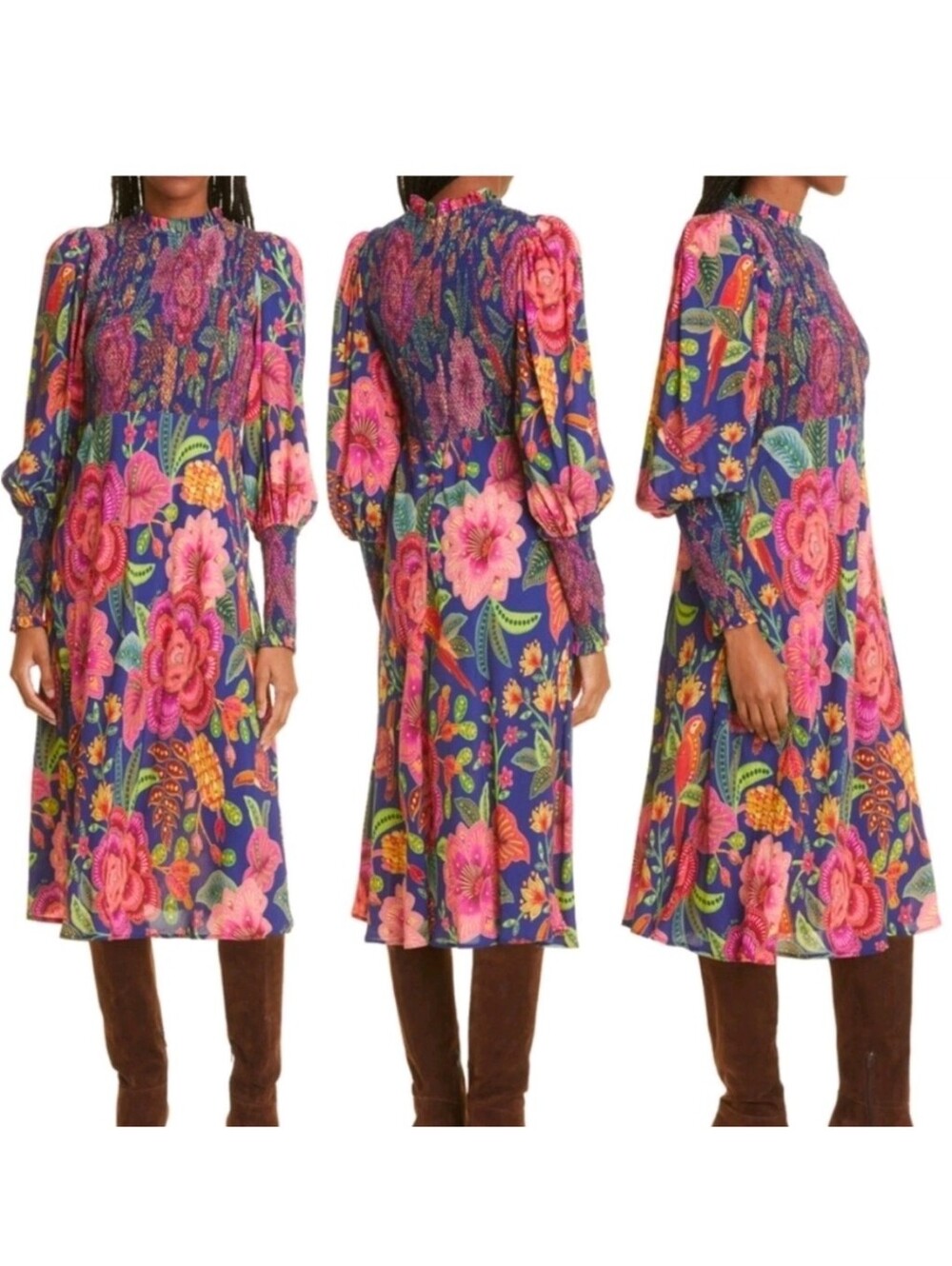 Farm Rio Macaw Bloom Floral Dress XS - Picture 13 of 13